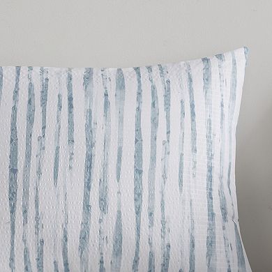 N Natori Brush Stroke Oversized Reversible Seersucker Duvet Cover Set with Shams