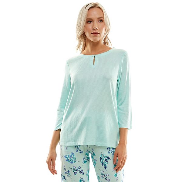 Women's Croft & Barrow® 3/4 Sleeve Keyhole Top