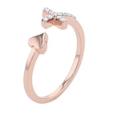 14k Gold Over Silver 1/10 Carat T.W. Diamond Cross & Heart Ring