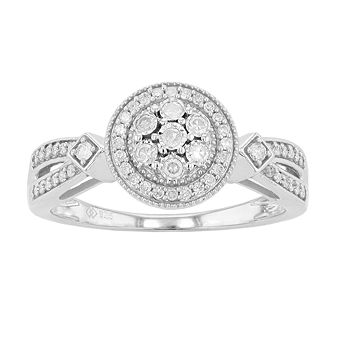 Sterling Silver 1/4 Carat T.W. Diamond Halo Promise Ring