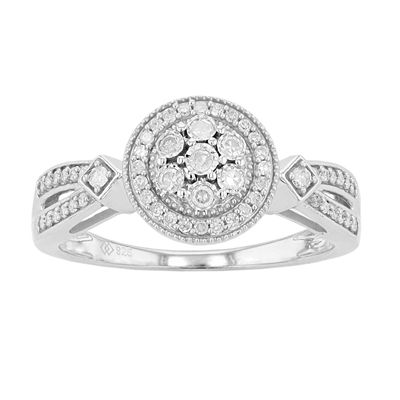 Sterling Silver 1/4 Carat Diamond Halo Promise Ring