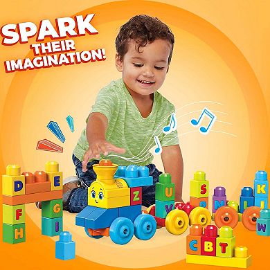 MEGA BLOKS ABC Musical Train Building Toy Blocks for Toddlers 1-3