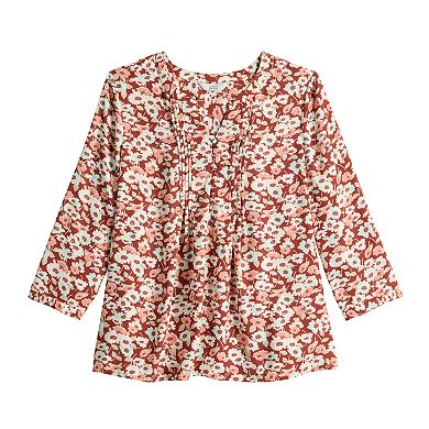 Petite Croft & Barrow® Splitneck Pintuck Blouse