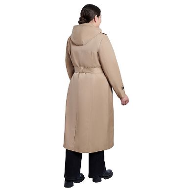 Plus Size London Fog Hooded Maxi Trench Coat