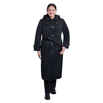 Plus Size London Fog Hooded Maxi Trench Coat
