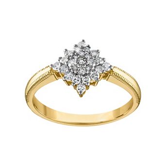 Tiara 14k Gold Over Silver 1/3 Carat T.W. Diamond Cluster Ring