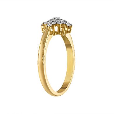 Tiara 14k Gold Over Silver 1/3 Carat T.W. Diamond Cluster Ring