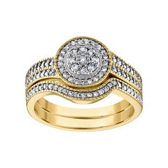 Tiara 14k Gold Over Silver Diamond Ring Set