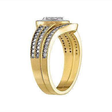 Tiara 14k Gold Over Silver Diamond Ring Set