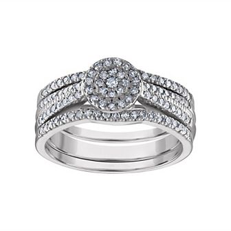 Tiara Sterling Silver Diamond Ring Set