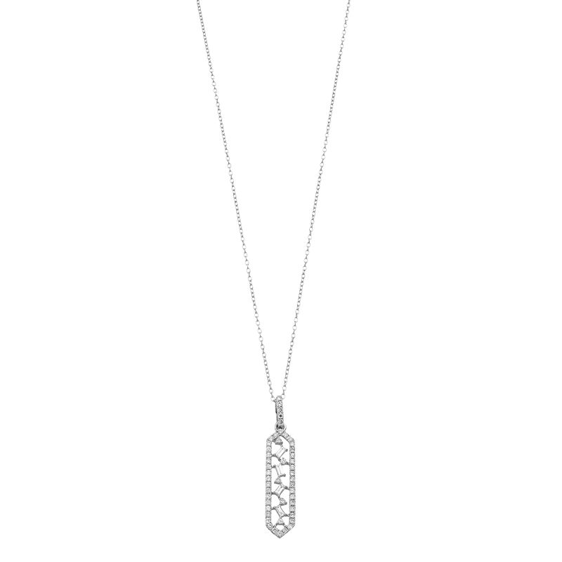 Ava Blue 14k White Gold 3/8 Carat T.W. Diamond Art Deco Pendant Necklace, 