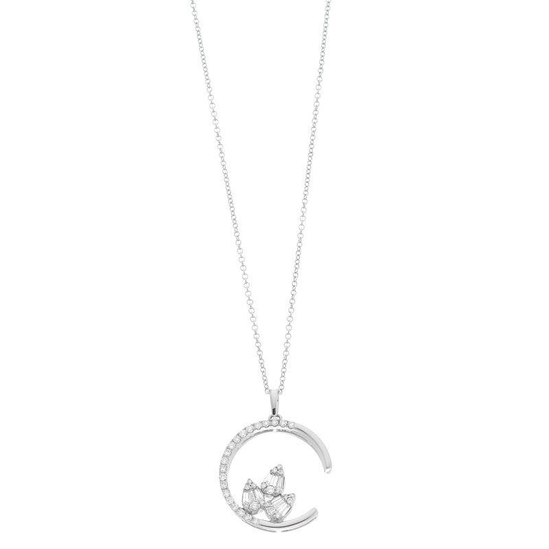 Ava Blue 14k White Gold 1/2 Carat T.W. Diamond Crescent Pendant Necklace, 