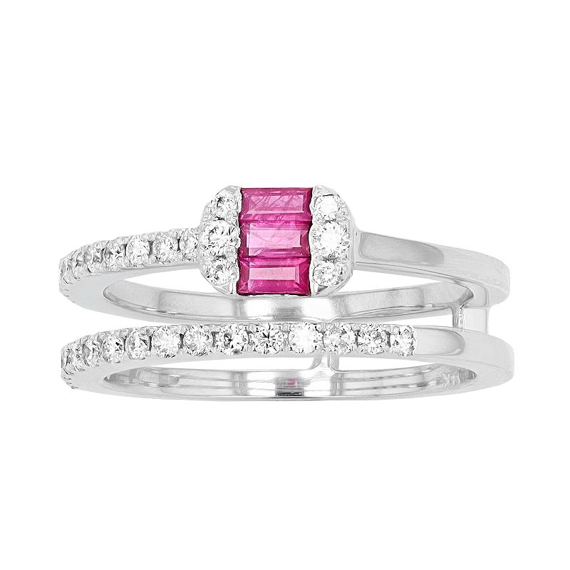 Ava Blue 14k White Gold Ruby & 3/8 Carat T.W. Diamond Ring, Womens, Size: 