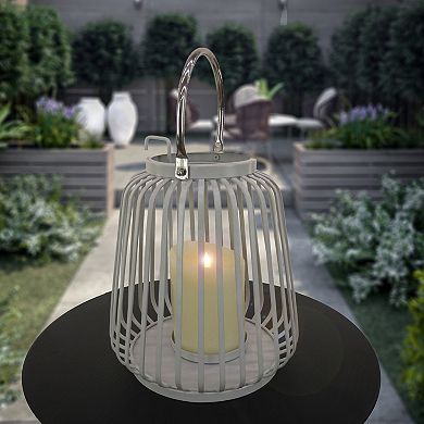 National Tree Company Ribbed Candle Holder Lantern Floor Decor