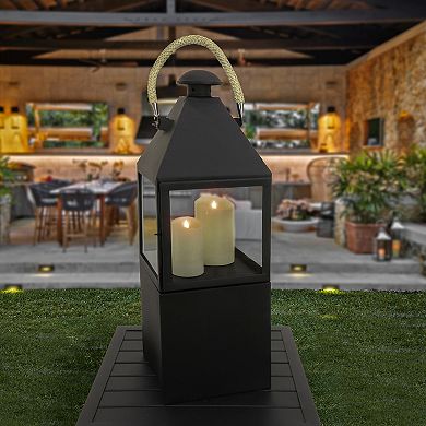 National Tree Company Hut Lantern Candleholder Floor Decor