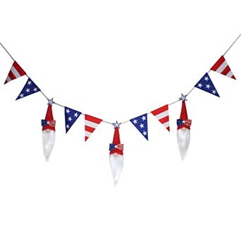 National Tree Company 6-ft. Patriotic Flag Gnome Garland Wall Decor