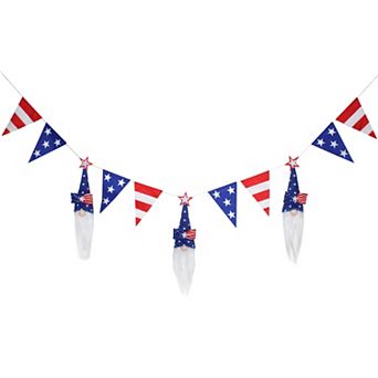 National Tree Company 6-ft. Patriotic Flag Blue Gnome Garland Wall Decor