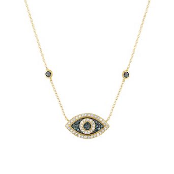 Tiara 10k Gold Diamond Evil Eye Pendant Necklace