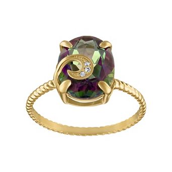 Tiara 10k Gold Mystic Topaz & Diamond Accent Ring