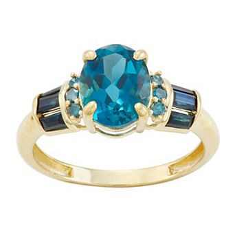 Tiara 10k Gold Sapphire, London Blue Topaz & Diamond Accent Ring