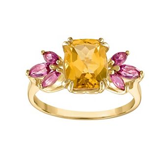Tiara 10k Gold Citrine & Pink Topaz Ring
