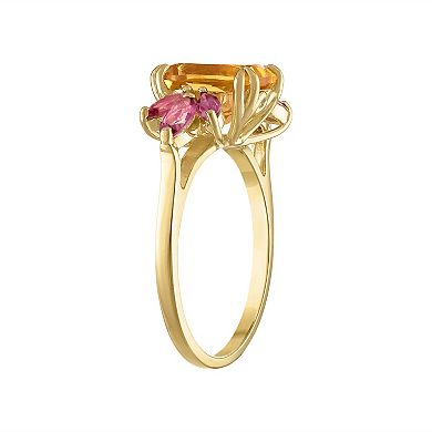 Tiara 10k Gold Citrine & Pink Topaz Ring