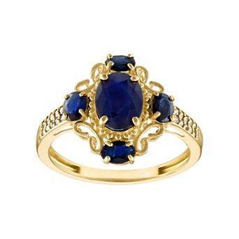 Tiara 10k Gold Sapphire & Diamond Ring