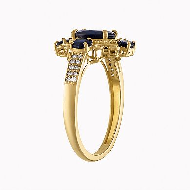 Tiara 10k Gold Sapphire & Diamond Ring