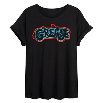 Juniors' Grease Logo Oversized Tee