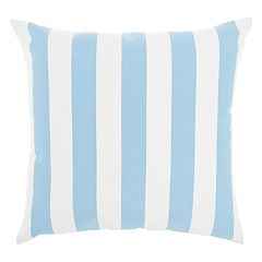 Edie@Home Indoor and Outdoor Light Blue Raffia Geometric Embroidery Lumbar 13 in. x 21 in. Decorative-Pillow