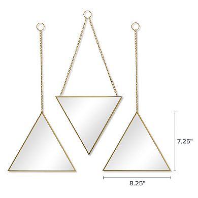 Scott Living Gold Triangle Mirrors With Chain 3-pack Set