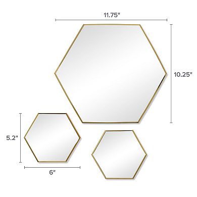 Scott Living Gold Hexagon Wall Mirrors 3-pack Set