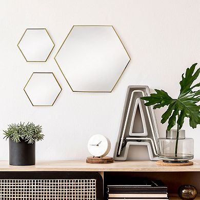 Scott Living Gold Hexagon Wall Mirrors 3-pack Set