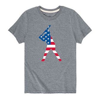 Boys 8-20 Americana Baseball Player Tee