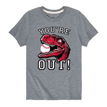 Boys 8-20 Baseball Dinosaur Youre Out Tee