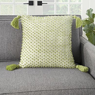 Mina Victory Outdoor Pillows Loops Stripes With Tassel Indoor Outdoor Throw Pillow