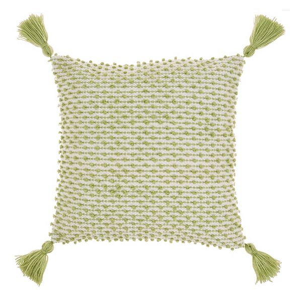 Mina Victory Outdoor Pillows Loops Stripes With Tassel Indoor Outdoor