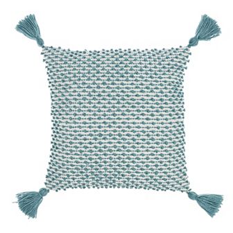 Mina Victory Outdoor Pillows Loops Stripes With Tassel Indoor Outdoor Throw Pillow