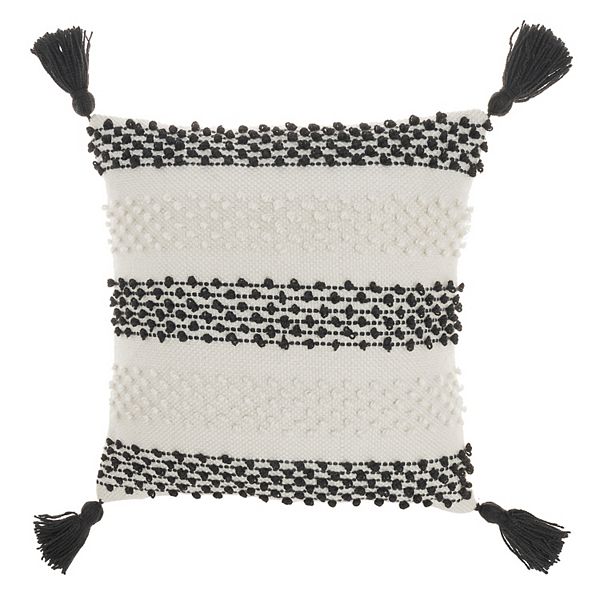 Mina Victory Outdoor Pillows Woven Loop Stripes Indoor Outdoor Throw Pillow
