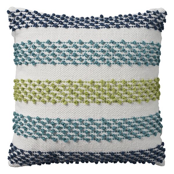 Mina Victory Outdoor Pillows Woven Loop Stripes Indoor Outdoor Throw Pillow