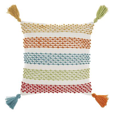 Mina Victory Outdoor Pillows Woven Loop Stripes Indoor Outdoor Throw Pillow