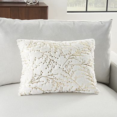 Mina Victory Faux Fur Metallic Branches Indoor Throw Pillow