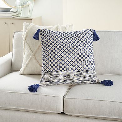 Mina Victory Life Styles Lattice With Tassels Indoor Throw Pillow