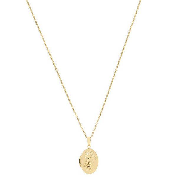 LC Lauren Conrad Engraved Rose Locket Pendant Necklace