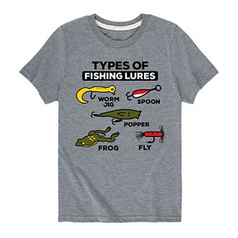 Boys 8-20 Types Of Lures Fishing Tee