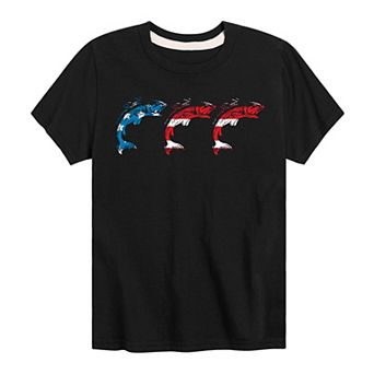 Boys 8-20 Americana Flag Fish Tee