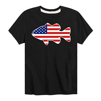 Boys 8-20 Americana Bass Fish Tee
