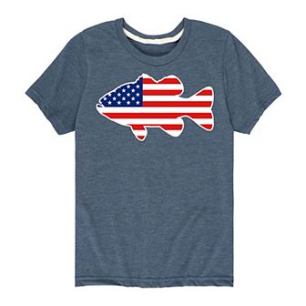 Boys 8-20 Americana Bass Fish Tee