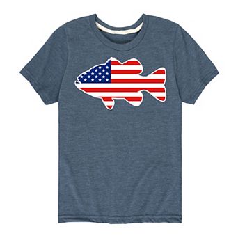 Boys 8-20 Americana Bass Fish Tee