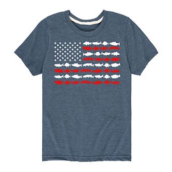 Boys 8-20 Americana Fish Flag Tee